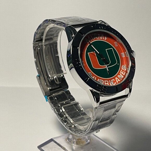 Miami Hurricanes NCAA Team Logo Men's Stainless-Steel Watch NEW - Picture 6 of 9